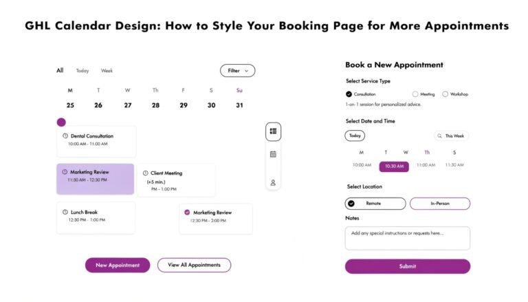 GHL Calendar Design: How to Style Your Booking Page for More Appointments