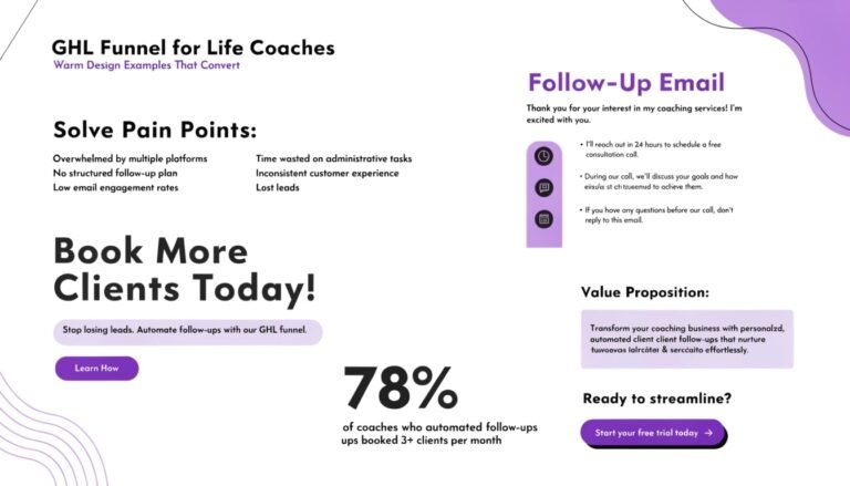 GHL Funnel for Life Coaches: Warm Design Examples That Convert