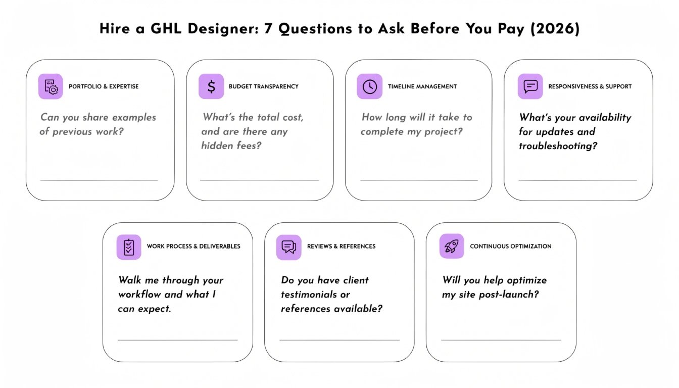 Hire a GHL Designer: 7 Questions to Ask Before You Pay (2026)